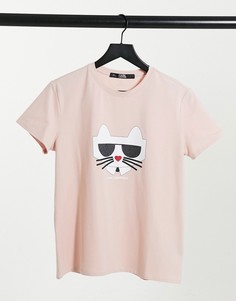 Розовая футболка с принтом Karl Lagerfeld-Розовый