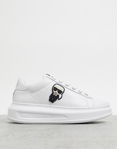 Белые кожаные кроссовки на подошве-платформе Karl Lagerfeld Ikonic-Белый