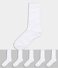 Набор из пяти пар белоснежных носков до щиколотки из вафельной ткани ASOS DESIGN – скидка-Белый