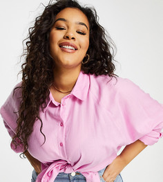Розовая рубашка бойфренда с длинными рукавами ASOS DESIGN Curve-Розовый