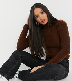 Коричневый джемпер в рубчик с рукавами-буф ASOS DESIGN Tall-Светло-коричневый
