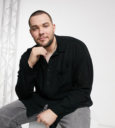 Черная oversized-рубашка в стиле 90-х из жатой вискозы ASOS DESIGN Plus-Черный