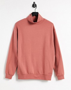 Розовый свободный свитшот с воротом-трубой ASOS DESIGN