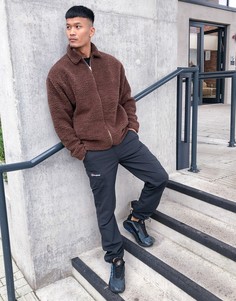 Коричневая плюшевая куртка Харрингтон в стиле oversized из искусственного меха ASOS DESIGN-Коричневый