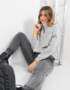 Серый меланжевый свитер на короткой молнии Urban Bliss