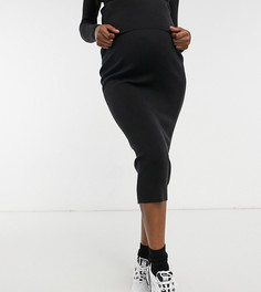 Черная трикотажная юбка с разрезом сбоку от комплекта ASOS DESIGN Maternity-Черный