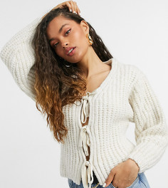 Кремовый кардиган с завязками спереди ASOS DESIGN Petite