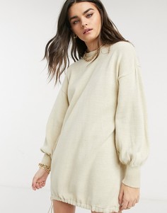 Бежевое платье мини в стиле oversize со шнурком по нижнему краю ASOS DESIGN-Бежевый