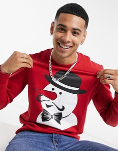 Красный свитер с принтом снеговика Jack & Jones Originals Christmas