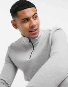 Серый свитшот с воротником-стойкой на короткой молнии Burton Menswear