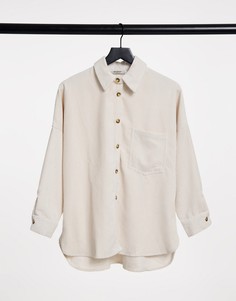 Вельветовая рубашка бойфренда в стиле oversized цвета экрю Stradivarius-Белый