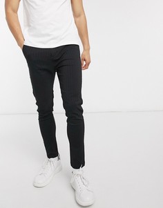 Брюки в полоску с затягивающимся шнурком Brave Soul-Черный