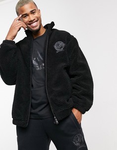 Черная флисовая куртка с эмблемой в университетском стиле adidas Originals-Черный