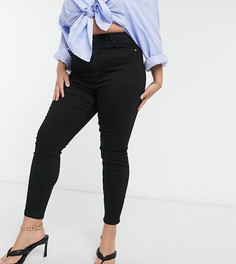 Черные облегающие джинсы с завышенной талией River Island Plus-Черный