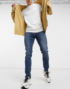 Выбеленные зауженные джинсы с зеленоватым оттенком ASOS DESIGN-Голубой