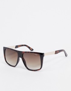 Коричневые солнцезащитные очки в крупной черепаховой оправе с плоским верхом Quay Australia Incognito-Коричневый