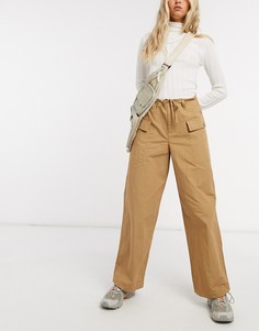 Коричневые брюки в утилитарном стиле ASOS DESIGN-Бежевый
