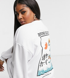 Белое платье-свитшот в стиле oversized с графическим принтом ASOS DESIGN Curve-Белый