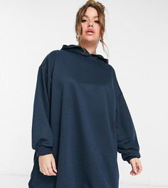 Темно-синее платье-худи мини в стиле oversized ASOS DESIGN Curve-Темно-синий