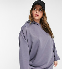 Грифельно-серое платье-худи мини в стиле oversized ASOS DESIGN Curve-Серый