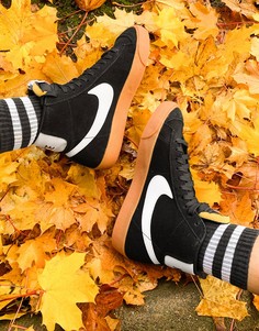 Черно-белые замшевые кроссовки Nike Blazer Mid 77-Черный