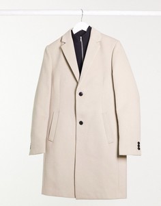 Пальто цвета экрю из искусственной шерсти Topman-Кремовый