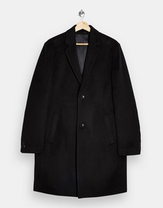 Черное пальто из искусственной шерсти Topman-Черный