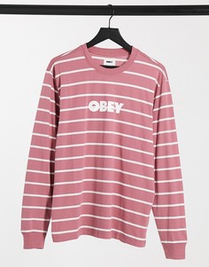 Розовый лонгслив в полоску Obey