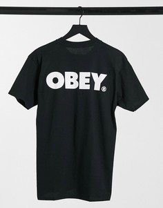 Черная футболка с крупным принтом логотипа на спине Obey-Черный