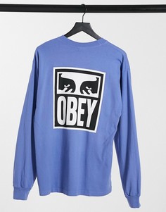 Фиолетовый лонгслив с принтом Obey eyes icon