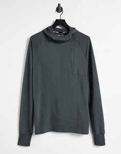 Серый облегающий спортивный худи из быстросохнущей ткани ASOS 4505 icon