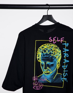 Oversized-футболка с графическим принтом на спине ASOS DESIGN-Черный