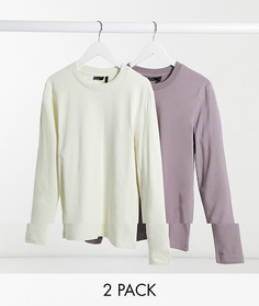 Облегающий лонгслив ASOS DESIGN - Комплект из 2 шт.-Многоцветный