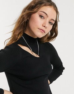 Черный джемпер с декоративным разрезом ASOS DESIGN