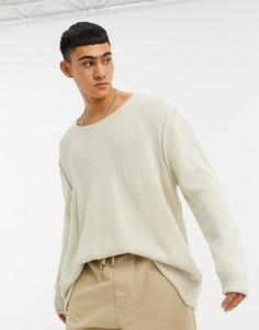 Бежевый oversize-джемпер фактурной вязки ASOS DESIGN-Коричневый