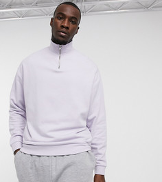 Фиолетовый oversized-свитшот с короткой молнией ASOS DESIGN Tall