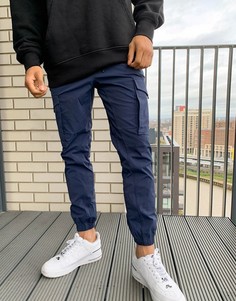 Темно-синие нейлоновые брюки-карго с манжетами Jack & Jones Intelligence-Темно-синий
