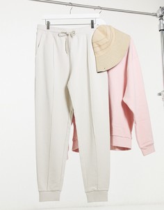 Бежевые зауженные джоггеры с прошитой стрелкой ASOS DESIGN-Бежевый