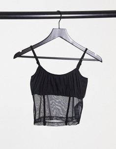 Черный сетчатый топ на бретельках со сборками ASOS DESIGN Hourglass
