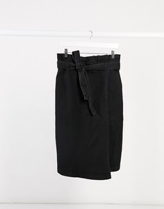 Черная джинсовая юбка с присборенной талией Elvi-Черный