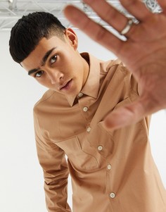 Рубашка навыпуск кораллового цвета из ткани рипстоп ASOS DESIGN-Розовый