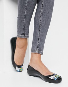 Черные балетки с крыльями на логотипе Vivienne Westwood for Melissa-Черный