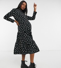 Однотонное платье с баской и принтом в горошек Topshop Maternity-Многоцветный