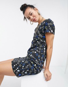 Черное платье мини со звездным принтом Love Moschino-Черный