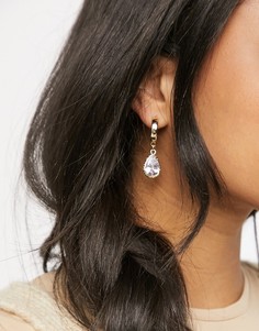 Массивные золотистые серьги-кольца с подвеской-камнем Topshop-Золотистый