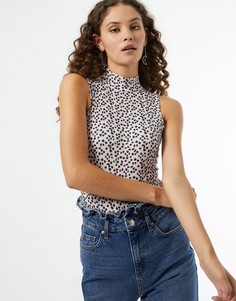 Боди с воротником-стойкой и звериным принтом Miss Selfridge-Многоцветный