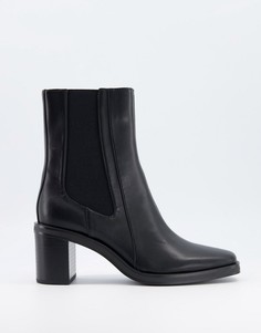Черные ботинки с квадратными носами и массивными каблуками Bershka-Черный
