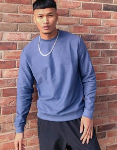 Темно-синий свитшот из органического хлопка с изнаночной фактурой ASOS DESIGN