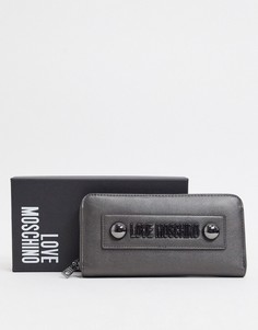 Черный большой стеганый кошелек Love Moschino