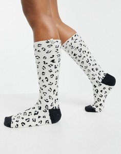 Бело-черные носки с мелким леопардовым узором UGG Leslie-Многоцветный
